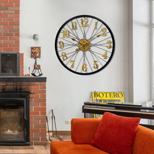 Large Wall Clocks for Living Room Decor, 23.6'' Vintage Metal Industrial - EK CHIC HOME