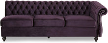 Load image into Gallery viewer, 7 Seater Velvet Tufted Chesterfield Sectional BlackBerry - EK CHIC HOME