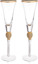 Load image into Gallery viewer, &quot;DIAMOND&quot; Studded Toasting Glasses With Gold Rim - Long Stem - EK CHIC HOME