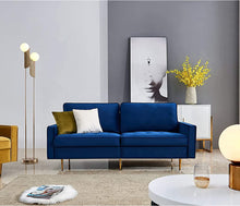 Load image into Gallery viewer, Blue Velvet Fabric Sofa Couch, 70 inch Wide Mid Century - EK CHIC HOME