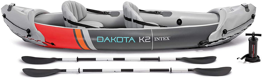 K2 2-Person Heavy-Duty Inflatable Kayak with 86-Inch Oars and Air Pump - EK CHIC HOME