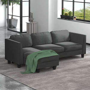 Convertible Sectional Sofa Couch, 86" W Velvet Sofas for Living Room - EK CHIC HOME