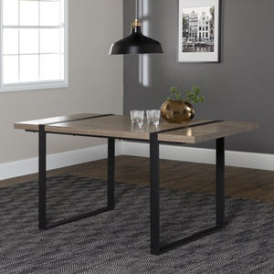 60" Industrial Metal & Wood Dining Table - Charcoal - EK CHIC HOME