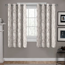 Load image into Gallery viewer, 2 Pack Branches Linen Blend Grommet Top Curtain Panels - EK CHIC HOME