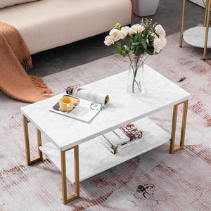 Marble Coffee Table, Modern Gold Coffee Table - EK CHIC HOME