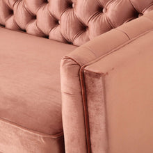 Load image into Gallery viewer, Traditional Button Tufted Velvet 3 Seater Sofa, Blush - EK CHIC HOME