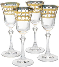 Load image into Gallery viewer, Crystal Gold Italian Design Red Wine Glasses Double-Row Gold -Set of 4 - EK CHIC HOME