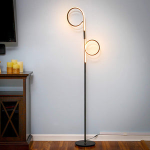 Modern LED Two Ring Floor Lamp, for Offices  - Tall, Dimmable Light - EK CHIC HOME