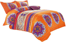 Load image into Gallery viewer, Mandala Comforter Set, Orange Bohemian Boho Chic Medallion - EK CHIC HOME