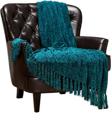 Load image into Gallery viewer, Chenille Velvety Texture Decorative Throw Blanket with Tassels (50x65) - EK CHIC HOME