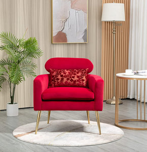 Modern Velvet Accent Chair with A Small Pillow - EK CHIC HOME