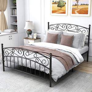 Farmhouse Metal Bed Frame Queen Size Victorian Stylish Platform Bed - EK CHIC HOME