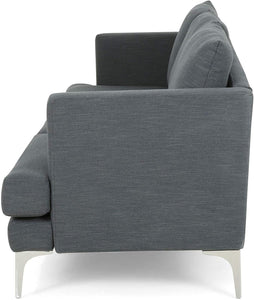 Modern Fabric 3 Seater Sofa, Charcoal and Silver - EK CHIC HOME