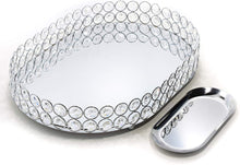 Load image into Gallery viewer, Mirrored Crystal Vanity Tray - (Oval, 14 x 10 inches, Gold) - EK CHIC HOME