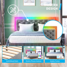 Load image into Gallery viewer, Platform Bed Frame with RGB LED Headboard, Queen Size Bed Frame with Music - EK CHIC HOME