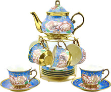 Load image into Gallery viewer, 20 Pieces Porcelain Tea Set With Metal Holder, European Ceramic - EK CHIC HOME