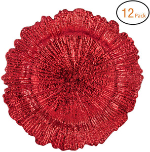 Round 13 Inch Plastic Charger Plates with Eletroplating Finish (12, Reef Gold) - EK CHIC HOME