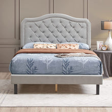 Load image into Gallery viewer, Upholstered Queen Platform Bed Contoured Button Tufted Wooden - EK CHIC HOME