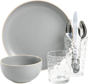 Round Stoneware Dinnerware Set, Service for 6 (42pcs) - EK CHIC HOME