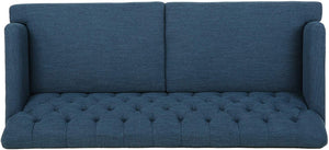 Contemporary Tufted Fabric 3 Seater Sofa, Navy Blue - EK CHIC HOME