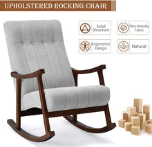 Load image into Gallery viewer, Upholstered Rocking Chair with Fabric Padded Seat - EK CHIC HOME