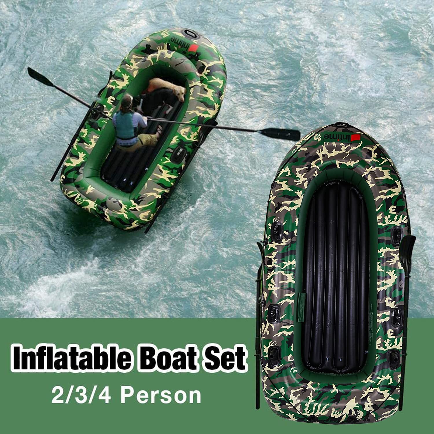 4 Man Inflatable Raft 4 Person Inflatable Boat Canoe - 9FT Raft Inflatable Kayak