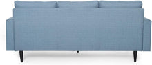 Load image into Gallery viewer, Contemporary Tufted Fabric 3 Seater Sofa, Blue and Dark Brown - EK CHIC HOME