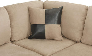 Faux Leather Sectional Sofa and Ottoman Set, Mocha - EK CHIC HOME