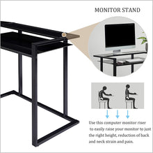 Load image into Gallery viewer, 56&#39;&#39; Computer L-Shaped Keyboard Tray Glass Workstation Desk - EK CHIC HOME