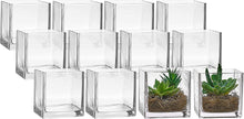 Load image into Gallery viewer, Set of 12 Glass Square Vases 4 x 4 h – Clear Cube Shape Flower Vase - EK CHIC HOME