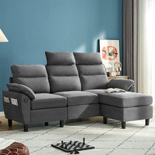 Load image into Gallery viewer, Reversible Sectional Sofa Couch, 3 Seat L Shaped Couch with 2 USB Ports - EK CHIC HOME