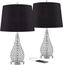 Load image into Gallery viewer, Glam Table Lamps Set of 2 with USB Charging Port Base - EK CHIC HOME