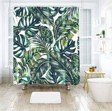 Load image into Gallery viewer, Tropical Leaf Fabric Bathroom Curtains Set with Hooks - EK CHIC HOME