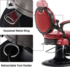 Heavy Duty Metal Vintage Barber Chair All Purpose Hydraulic Recline - EK CHIC HOME