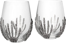 Load image into Gallery viewer, Skeleton Hand Wine Glass Set of 2 by The Wine Savant - 10 oz Glasses - EK CHIC HOME