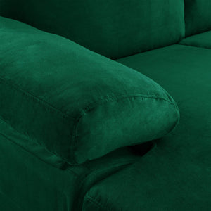 Large Velvet Fabric Sectional Sofa, L-Shape , Emerald - EK CHIC HOME