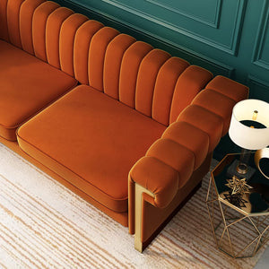83'' Velvet Couch Sofa Mid-Century Modern Love Seat Chesterfield 3 Seat - EK CHIC HOME