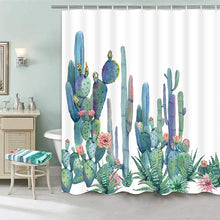 Load image into Gallery viewer, 2 Pcs Cactus Shower Curtain Set with Extra Large Bath Towel - EK CHIC HOME