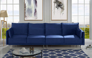Upholstered 117" inch Mid-Century Velvet Sofa (Navy) - EK CHIC HOME