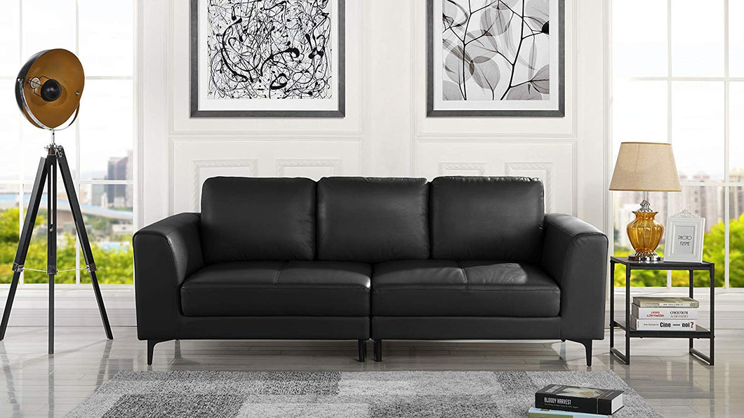 Mid Century Modern Upholstered Leather Sofa, 81.1