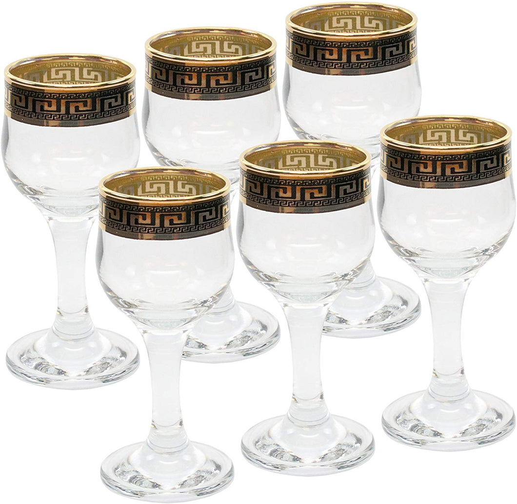 Italian Crystal 2.5 Oz Liquor Sherry Vodka Glasses, 24K Gold Rim - EK CHIC HOME