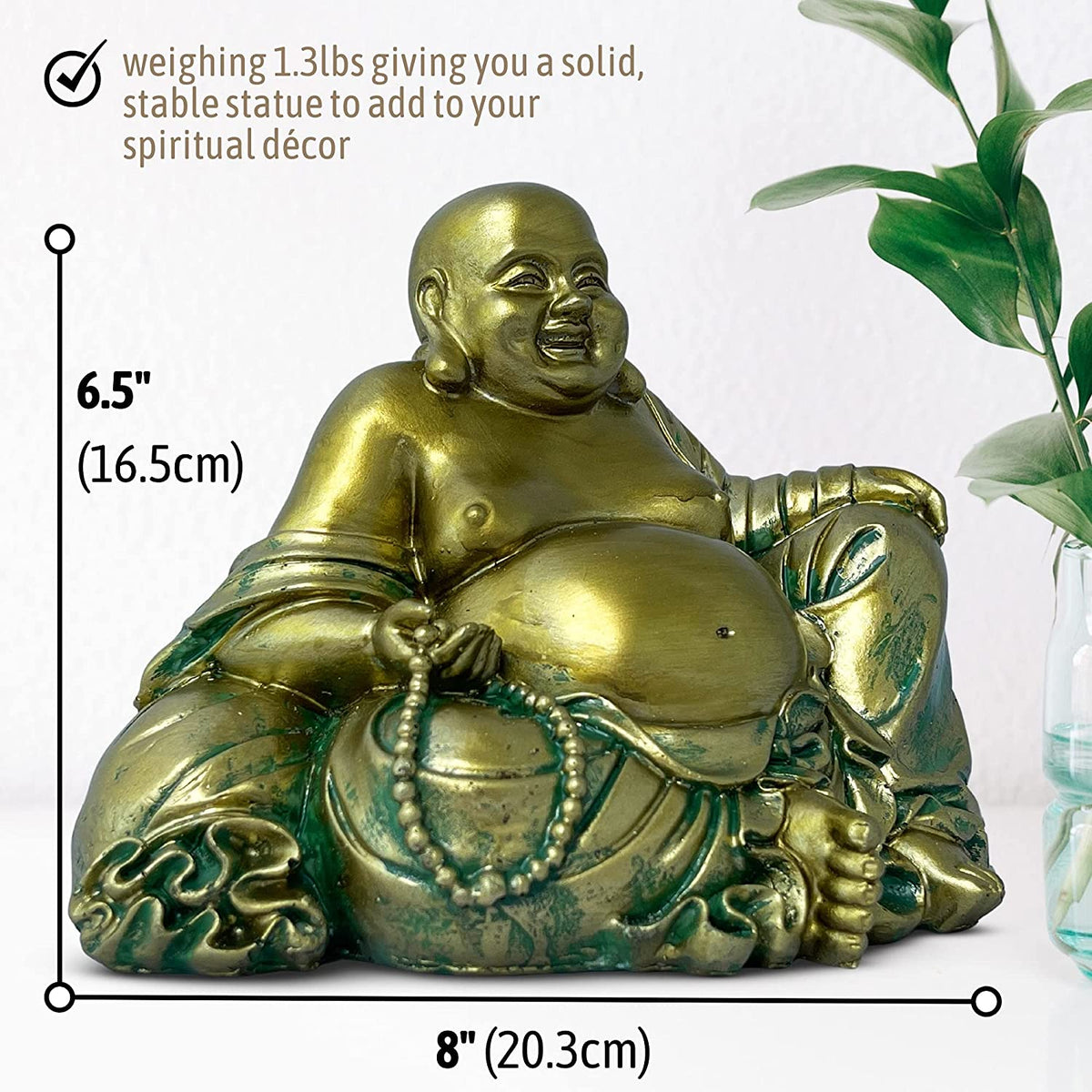 Laughing Buddha Statue for Home – Gold Buddah Statute for Feng Shui