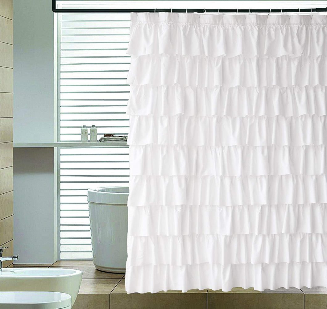 Ameritex Ruffle Shower Curtain Home Decor | Soft Polyester 72