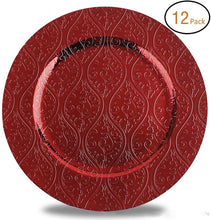 Load image into Gallery viewer, Round 13 Inch Plastic Charger Plates with Eletroplating Finish (12, Reef Gold) - EK CHIC HOME