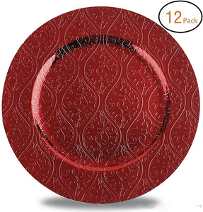 Round 13 Inch Plastic Charger Plates with Eletroplating Finish (12, Reef Gold) - EK CHIC HOME