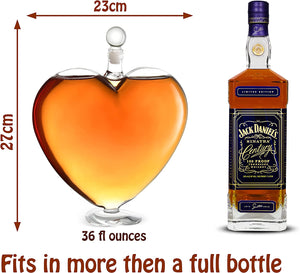 Heart Decanter - Clear, Airtight Container for Liquor & Whiskey- - EK CHIC HOME