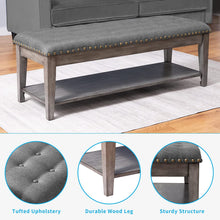 Load image into Gallery viewer, Upholstered Bench, Large Rectangular Tufted Linen Ottoman, - EK CHIC HOME