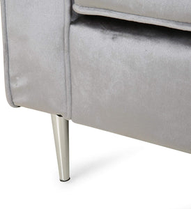 Modern Glam Tufted Velvet 3 Seater Sofa, Smoke - EK CHIC HOME
