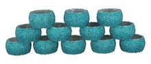 Load image into Gallery viewer, Handmade Beaded Napkin Rings Set 12 Turquoise Glass Beaded Napkin Holders - EK CHIC HOME