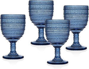 Wine Glasses Goblets, Beverage Glass Cups - Lumina Blue, Set of 4 - EK CHIC HOME